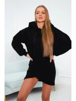 Zateplené šaty s obálkovým dnom čierne