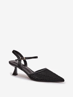 Dámské sandály na podpatku s síťkou Černé Brilora