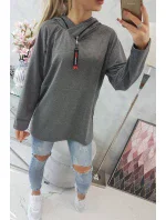 Oversize tunika s kapucňou na zips v grafitovej farbe