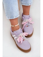Sneakersy Damskie Na Platformie Z Ozdobami Fioletowe Vinness
