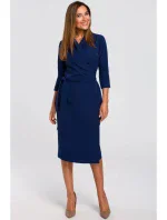 Dámske zavinovacie šaty so zaväzovaním S175 tmavomodré - štýlové Dámske zavinovacie šaty so zaväzovaním S175 tmavomodré - štýlové