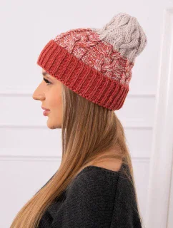 Dámska čiapka Samara K346 červená+béžová
