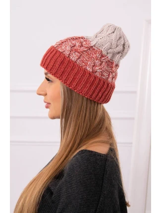 Dámska čiapka Samara K346 červená+béžová