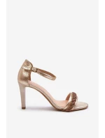 Zazoo 3328/2 Dámske kožené sandále na podpätku Gold