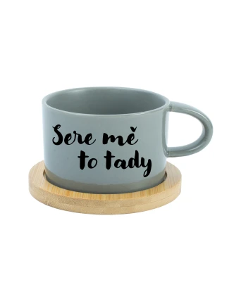 SERE ME THIS WAY - sivý hrnček s makrónkou 200 ml SERE ME THIS WAY - sivý hrnček s makrónkou 200 ml