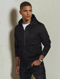 Pánska mikina na zips s kapucňou čierna FashionStreet BX5644