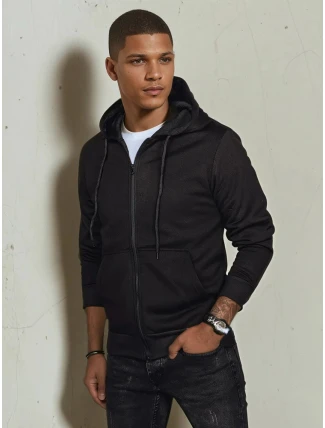 Pánska mikina na zips s kapucňou čierna FashionStreet BX5644