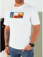 Pánske biele tričko s potlačou FashionStreet RX5484