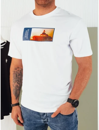 Pánske biele tričko s potlačou FashionStreet RX5484