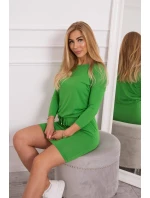 Svetlo zelené viskózové šaty s viazaním v páse