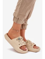 Klapki Damskie Piankowe Z Przypinkami Vinceza 76055 Beżowe
