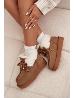 Śniegowce Damskie Z Naturalnego Zamszu D.Franklin DFSH375006 Camel