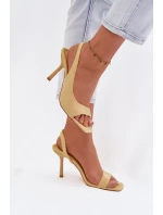 Dámské sandály na podpatku z eko semiše žluté Calvoria