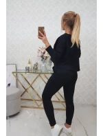 Súprava s oversize blúzkou čiernej farby