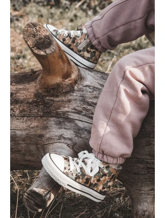 Dziecięce Wysokie Trampki Na Suwak Beżowo-Zielone Filemon