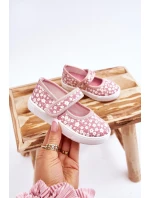 Dziecięce Baleriny Na Rzep W Print Różowe Selah