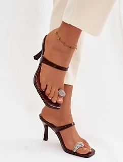 Dámské lodičky na jehle s ozdobným detailem Čokoládové Lorissa