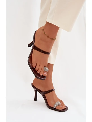 Dámské lodičky na jehle s ozdobným detailem Čokoládové Lorissa