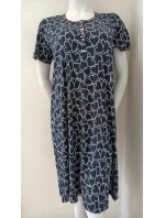 Dámska nočná košeľa 00-10-5500 Tmavomodrá s bielym vzorom - Vamp