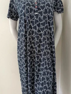 Dámska nočná košeľa 00-10-5500 Tmavomodrá s bielym vzorom - Vamp