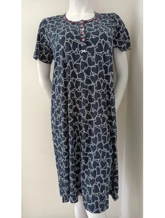 Dámska nočná košeľa 00-10-5500 Tmavomodrá s bielym vzorom - Vamp