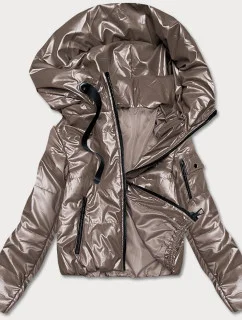 Krátka dámska bunda vo farbe cappuccino (B8138-12)