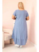 Dámske plus size šaty s krátkymi rukávmi a volánom z ľahkej viskózy