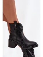 Ocieplane Botki Damskie Na Obcasie Czarne Brilynn