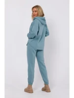 M761 Mikina s kapucňou na zips a klokaním vreckom - agáve