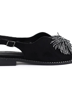 Dámske vstavané sandále s flitrami čierne Potocki 43349