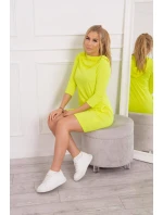 Šaty s kapucňou a vreckami žltej neónovej farby