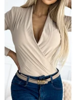 375-7 BODY s obálkovým výstrihom - béžová