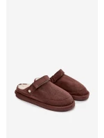 Kapcie Damskie Z Paskiem Ocieplane Futerkiem Czekoladowe Rilena