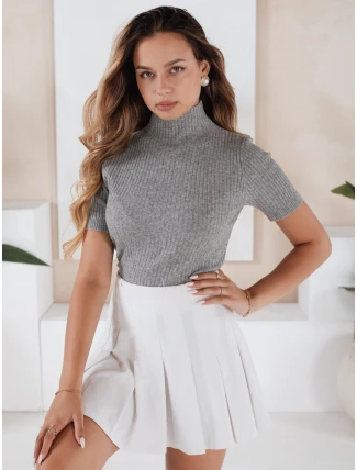Dámsky rebrovaný sveter s krátkym rukávom GIRLGLORY sivý FashionStreet MY2551 Dámsky rebrovaný sveter s krátkym rukávom GIRLGLORY sivý FashionStreet MY2551