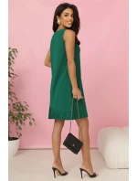308-4 KARINE elegantné trapézové šaty s asymetrickými pásmi - ZELENÉ 308-4 KARINE elegantné trapézové šaty s asymetrickými pásmi - ZELENÉ