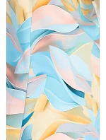 296-15 VICTORIA Trapézové letné šaty vo farebných vlnách - citrónovo modré