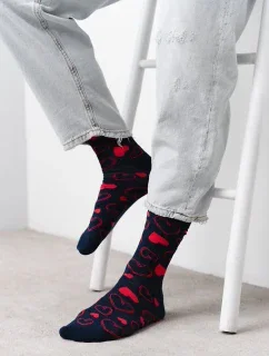 Vzorované pánske ponožky Steven art.136 Srdiečka