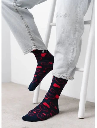 Vzorované pánske ponožky Steven art.136 Srdiečka