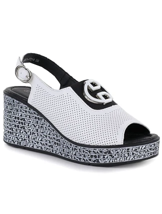 Dámske kožené sandále na platforme biele S.Barski 7014