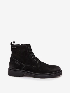 Kožené zateplené topánky na zips pre mužov Big Star OO174148 Black