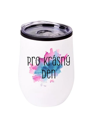 Termohrnček "miska" - Akvarelová tlač Na krásny deň 2 - biela Termohrnček "miska" - Akvarelová tlač Na krásny deň 2 - biela