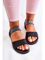 Klasyczne Skórzane Sandały Z Ćwiekami Czarne Shelly