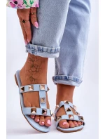 Damskie Klapki Z Dużymi Ćwiekami Niebieskie Mercure