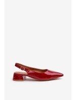 Lakierowane Baleriny Na Niskim Obcasie Z Noskami W Szpic Bordowe Anarinne