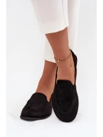 Mokasyny Damskie Z Eko Zamszu Płaskie Czarne Miryelle