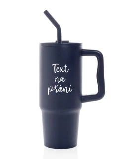 TEXT NA PŘÁNÍ - modrý cestovní termohrnek 900 ml  