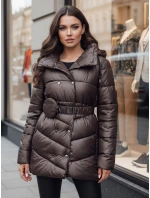 Dámsky prešívaný zimný kabát s kapucňou BLOOM moka FashionStreet TY4517z Dámsky prešívaný zimný kabát s kapucňou BLOOM moka FashionStreet TY4517z