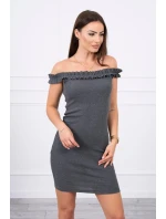 Španielske šaty s volánikmi grafitové