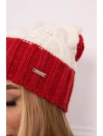 Čiapka Paris fleece K212 ecru+bordeaux