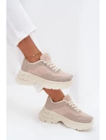 Sneakersy Damskie Z Cyrkoniami I Futerkiem Typu Baranek Jasnobeżowe Zarika